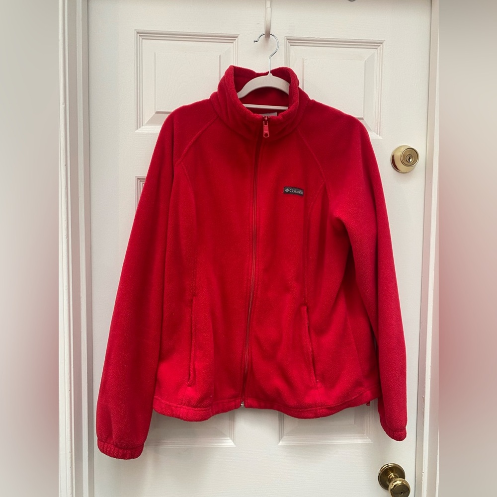 Columbia Vibrant Red Full Zip Fleece Jacket with Zip Pockets - XL